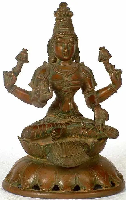 8" Vishnu's Consort in Brass | Handmade | Made in India