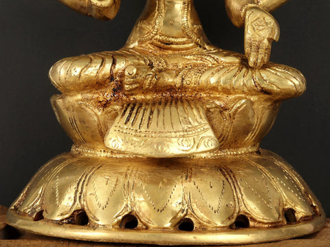 8" Goddess Lakshmi Brass Statue | Handmade | Made In India