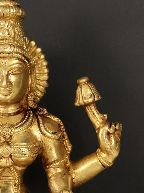 8" Goddess Lakshmi Brass Statue | Handmade | Made In India