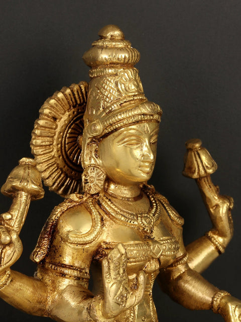 8" Goddess Lakshmi Brass Statue | Handmade | Made In India