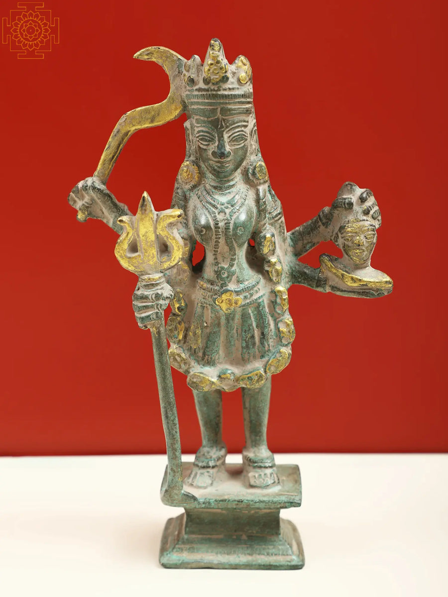 7" Goddess Kali Handmade Brass Sculpture