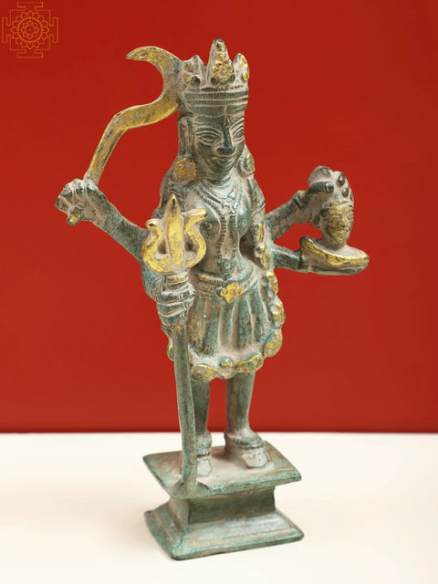 7" Goddess Kali Brass Sculpture