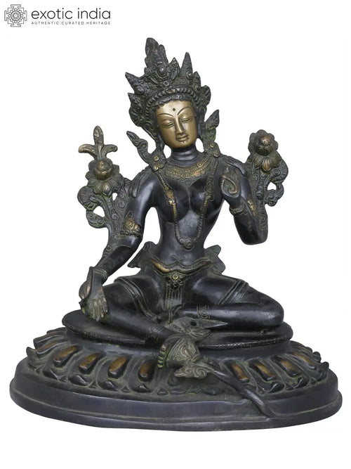 7" Green Tara Buddhist Goddess Handmade Brass Statue