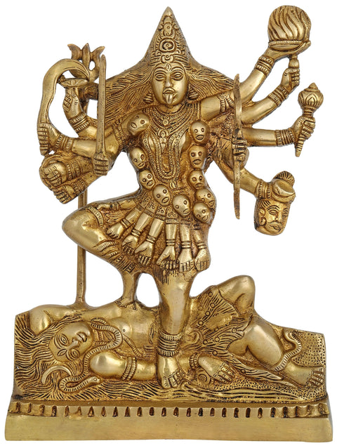 12" Maa Kali Handcrafted Brass Statue | Spiritual Sacred Home Idol