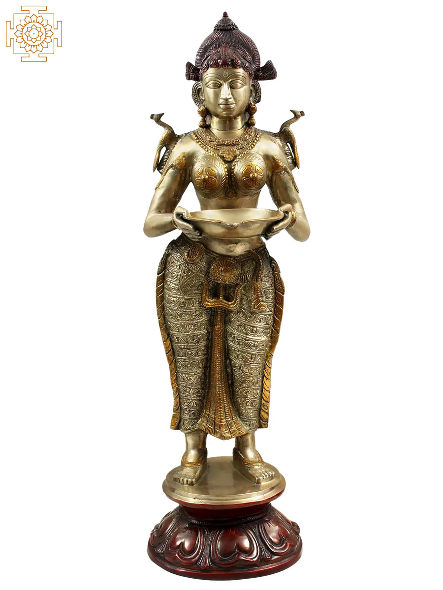 38" Lakshmi Brass Statue for Home Pooja and Decor