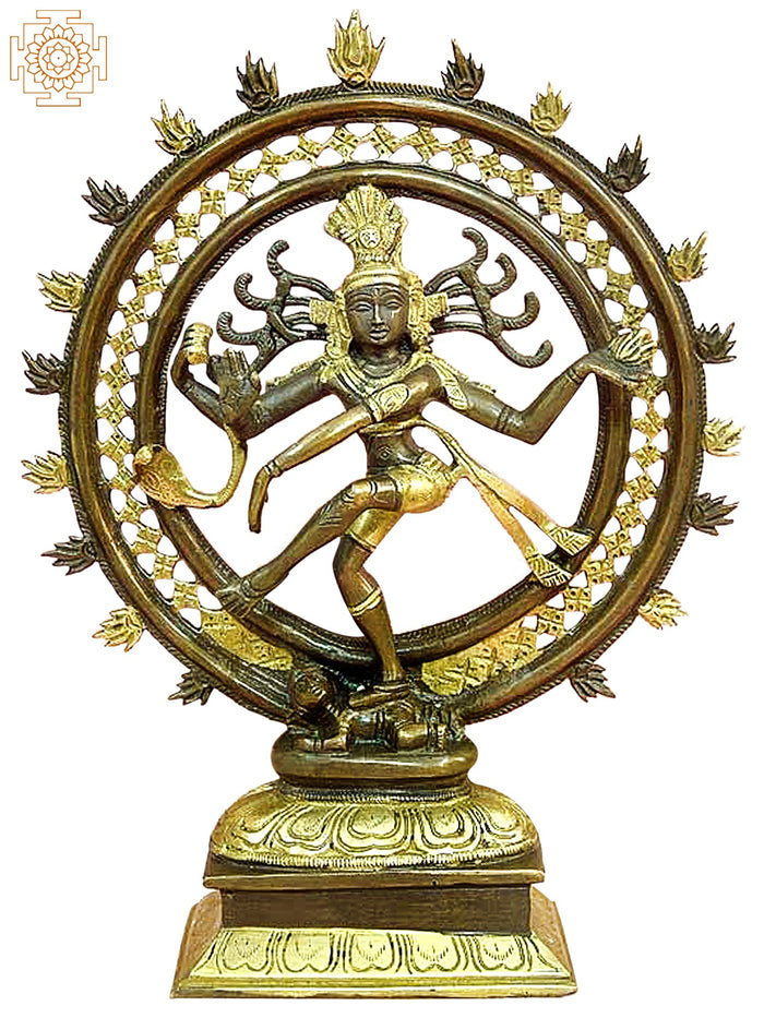 11" Handmade Nataraja Brass Statue for Pooja