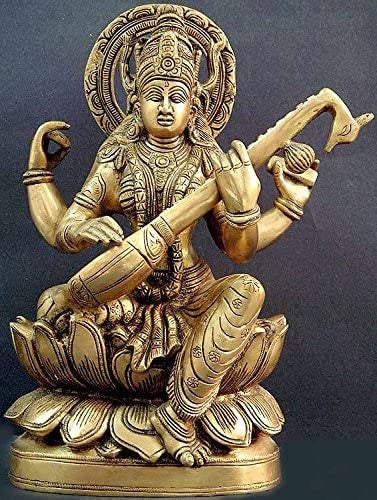 11" Brass Goddess of Wisdom Handmade Statue