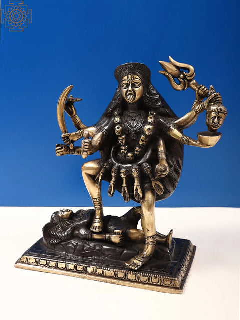 9" Terrible Goddess Kali In Brass | Handmade