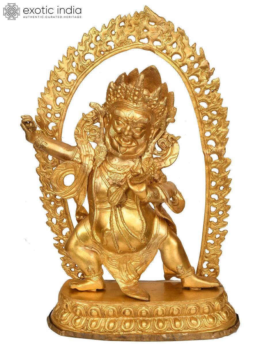 17" Handmade Vajrapani Tibetan Buddhist Deity Brass Statue