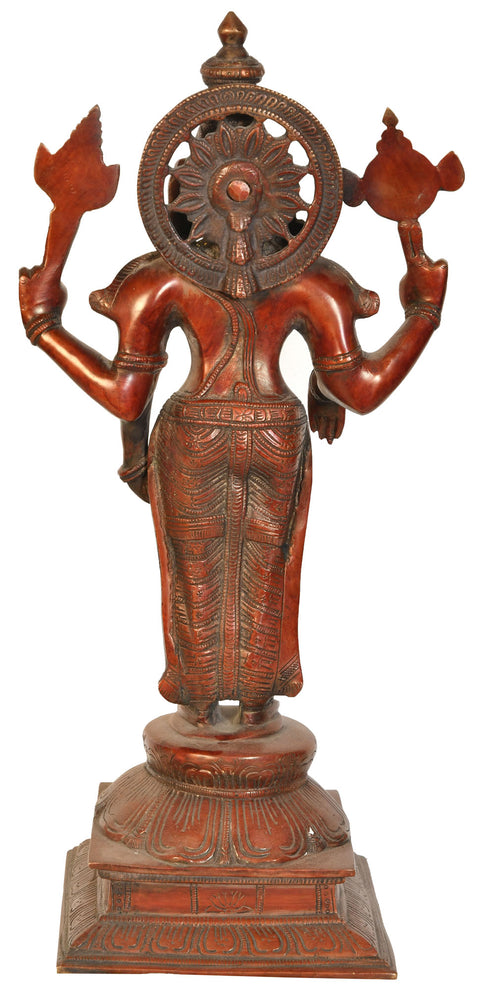 17" Chaturbhuja Standing Vishnu In Brass | Handmade | Made In India