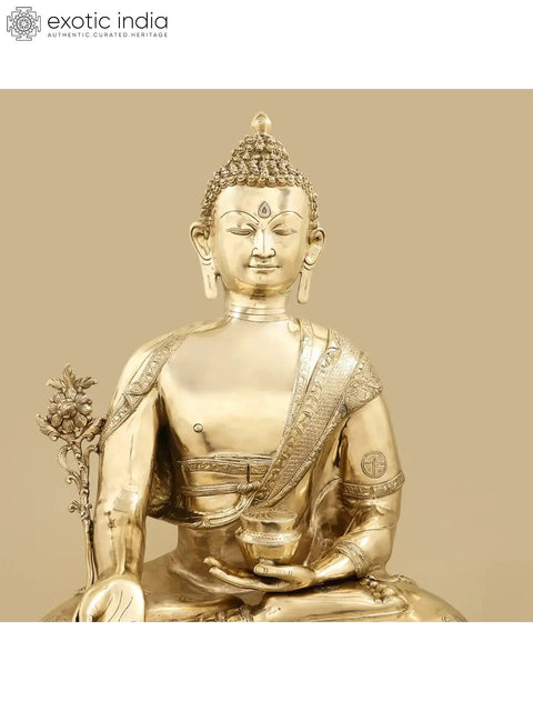 36" Large Tibetan Buddhist Buddha in Brass | Handcrafted in India