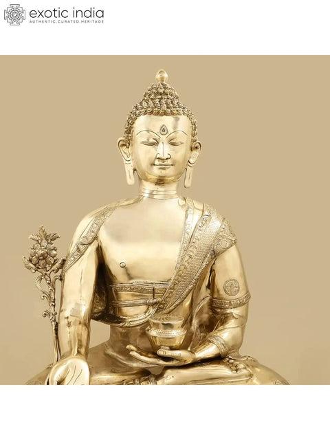 36" Large Tibetan Buddhist Buddha Brass Statue | Handcrafted in India