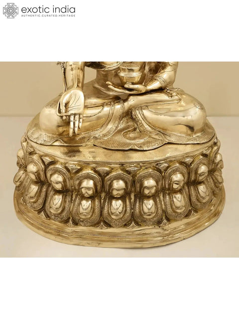 36" Large Tibetan Buddhist Buddha Brass Statue | Handcrafted in India