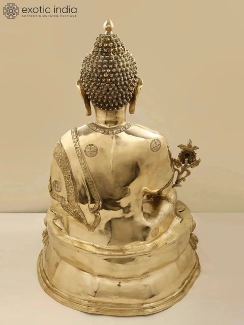 36" Large Tibetan Buddhist Buddha Brass Statue | Handcrafted in India