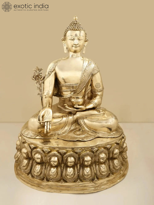 36" Large Tibetan Buddhist Buddha Handcrafted Brass Statue