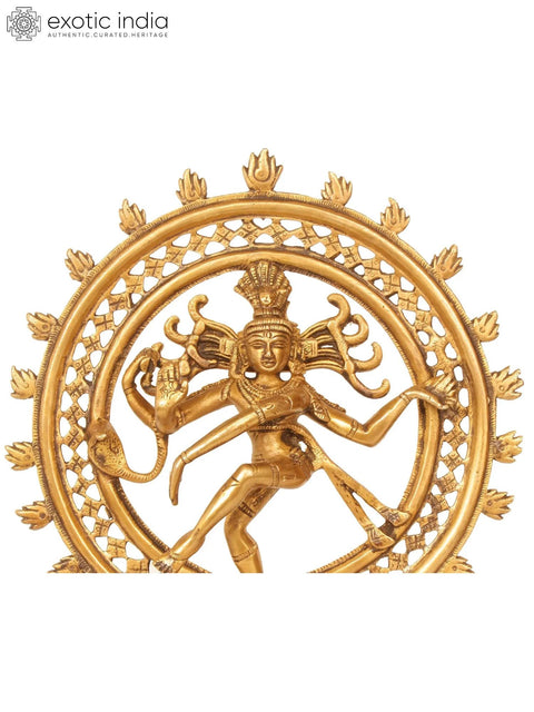 11" Cosmic Dancer Nataraja Brass Idol | Indian Handcrafted Statue