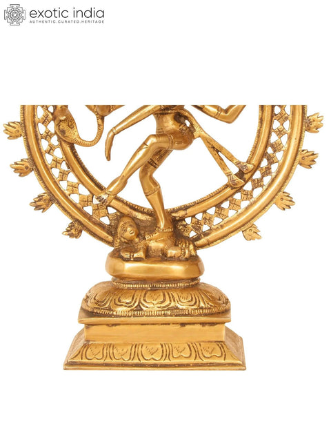 11" Cosmic Dancer Nataraja Brass Idol | Indian Handcrafted Statue