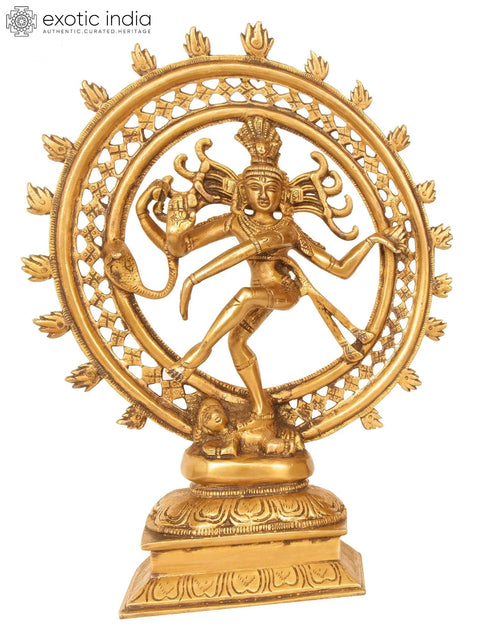 11" Cosmic Dancer Nataraja Brass Idol | Indian Handcrafted Statue
