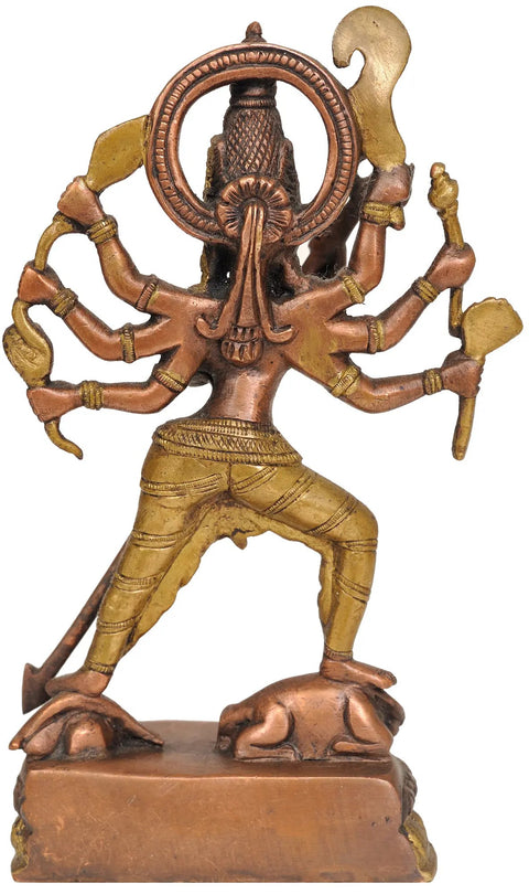 7" Goddess Durga Brass Statue | Handmade Brass Figurine | Made in India
