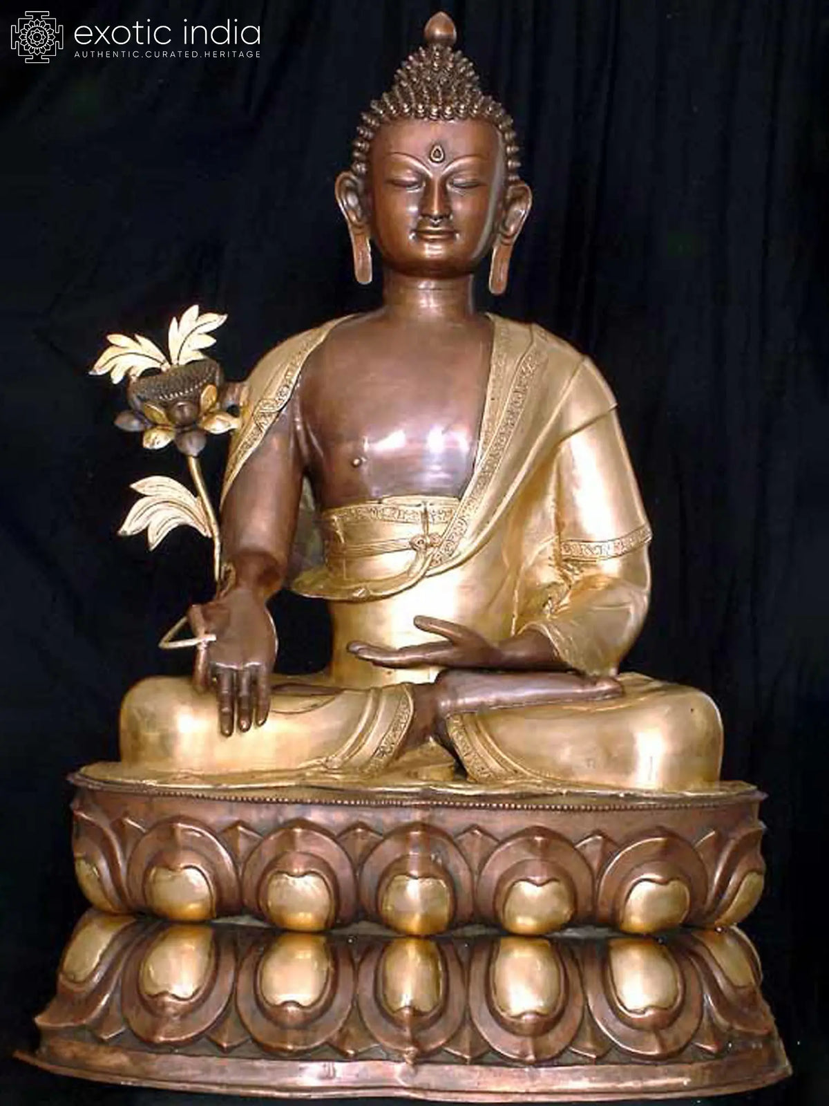 38" Tibetan Buddhist God Large Size Medicine Buddha In Brass | Handmade | Made In India