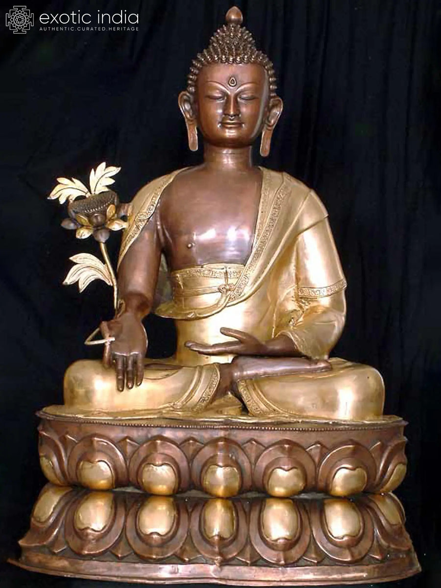 38" Handmade Medicine Buddha Brass Statue for Home Pooja