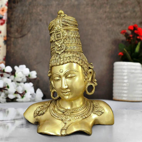 12" Devi Parvati Chola-style Brass Bust | Handmade | Made in India