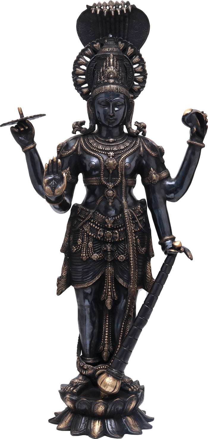 40" Large Lord Vishnu Brass Statue | Handmade | Made in India