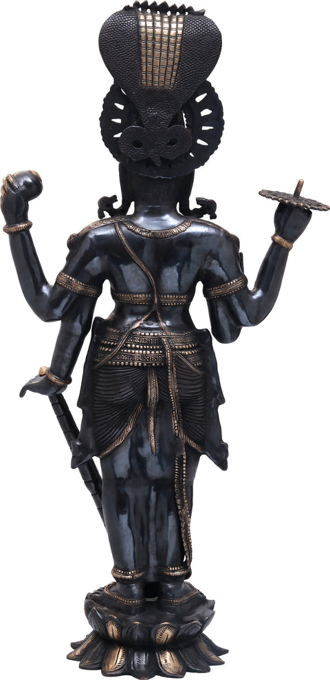 40" Large Lord Vishnu Brass Statue | Handmade | Made in India