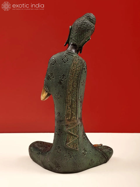15" Thinking Buddha Brass Statue | Handmade | Made in India