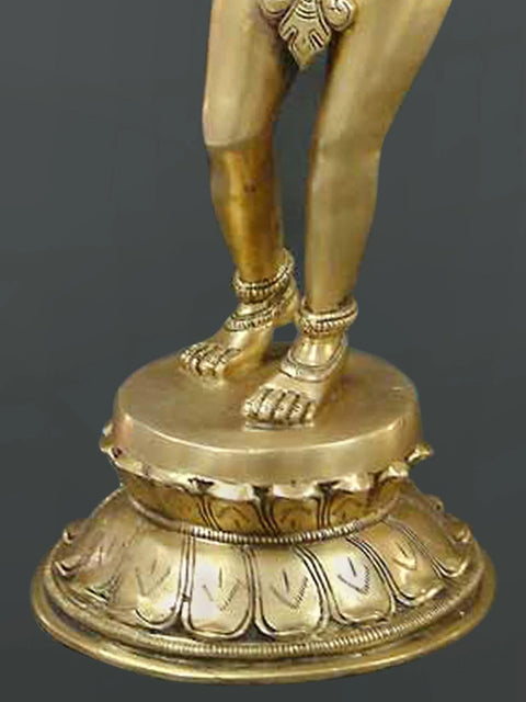 18" Handmade Apsara Brass Statue (A Sculpture Inspired by Khajuraho)