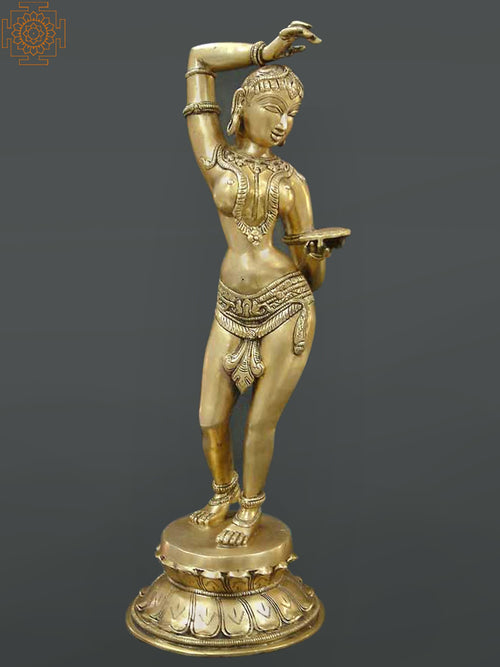 18" Handmade Apsara Brass Statue Inspired by Khajuraho