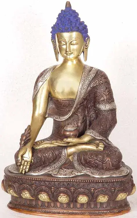 13" Medicine Buddha Brass Statue Handmade Tibetan Buddhist Idol