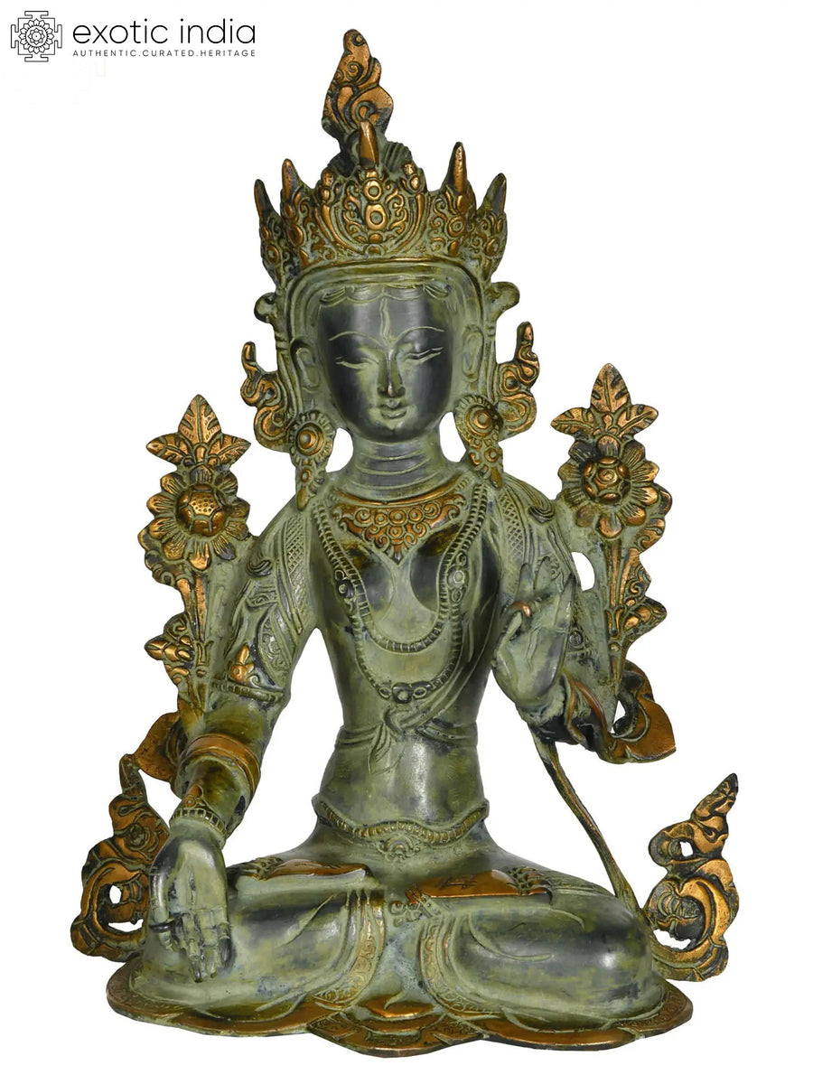 10" White Tara Brass Statue | Seven-Eyed Tibetan Buddhist Deity