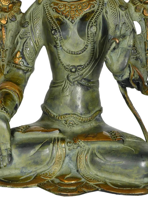 10" Seven Eyed Tibetan Buddhist Deity White Tara Brass Statue | Made In India