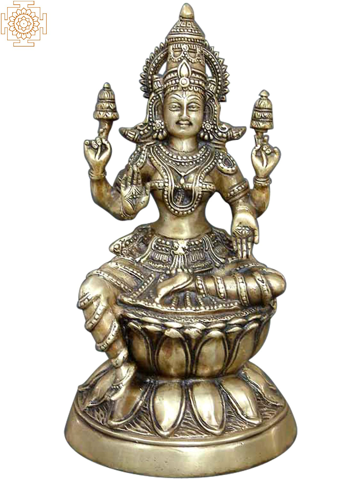 15" Goddess Lakshmi In Brass | Handmade | Made In India
