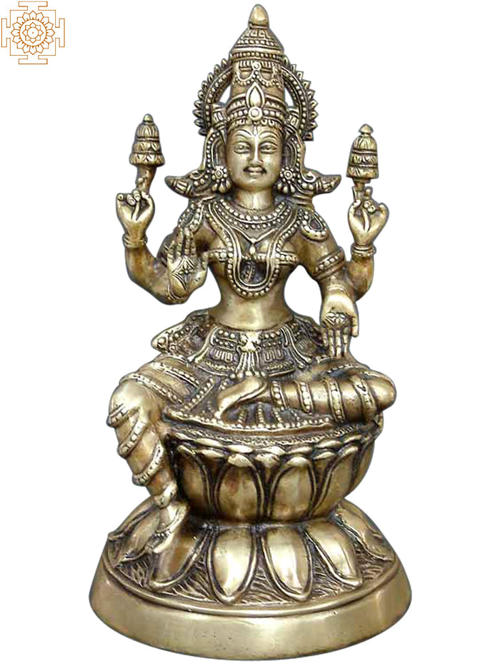 15" Goddess Lakshmi In Brass | Handmade | Made In India