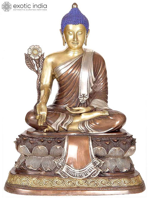 16" Handmade Brass Medicine Buddha Tibetan Buddhist Statue