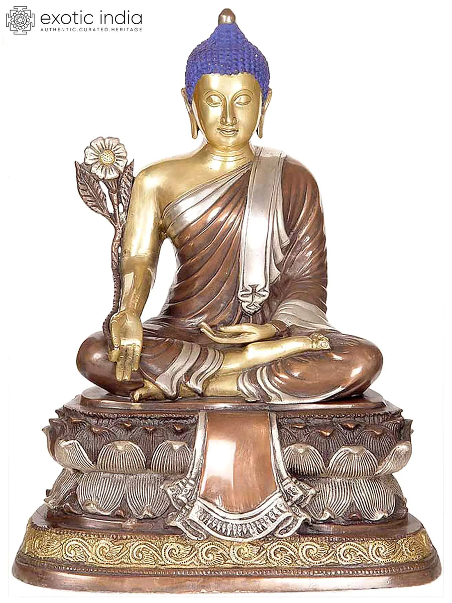 16" Handmade Brass Medicine Buddha Tibetan Buddhist Statue