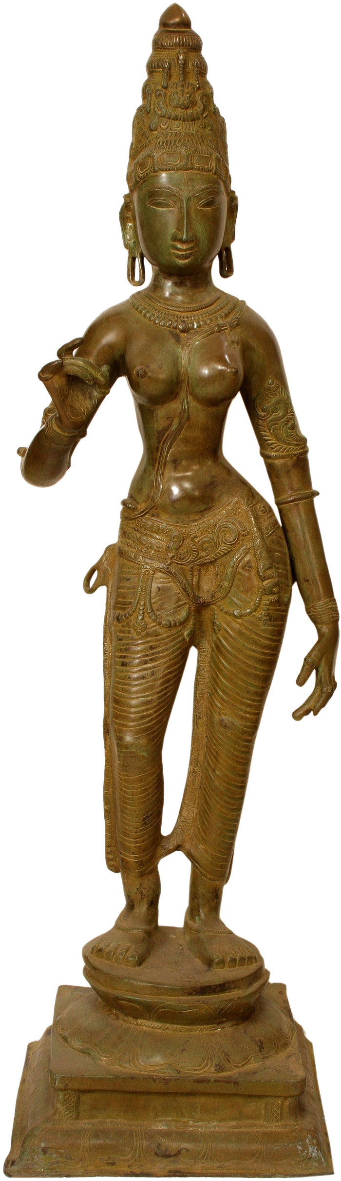 43" (Large Size) Devi: The Manifestation of Primordial Female Energy In Brass | Handmade | Made In India