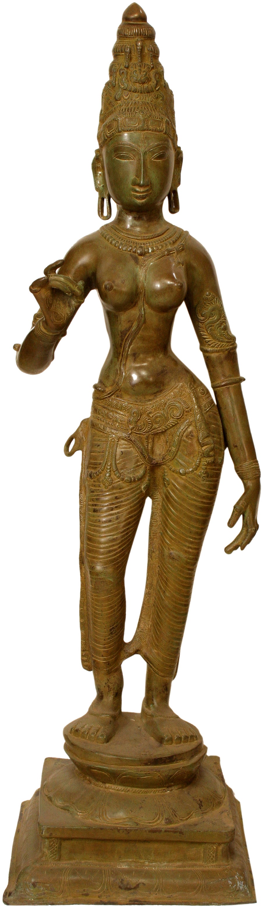 43" Large Brass Devi Statue Handmade Primordial Female Energy