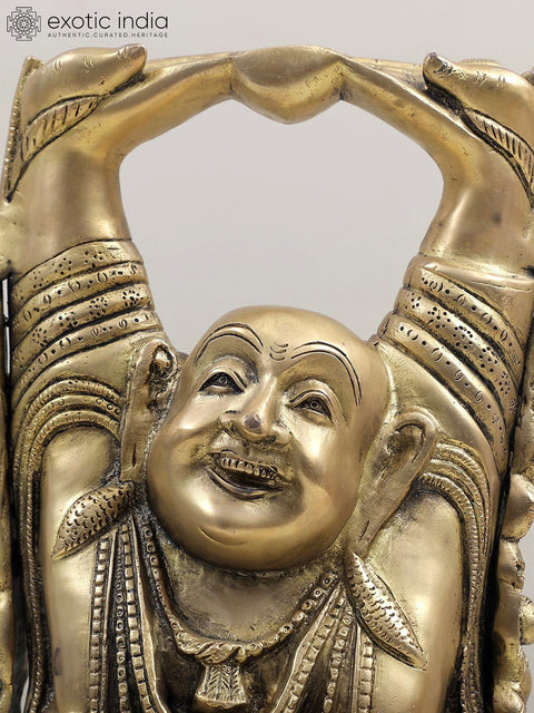 17" Laughing Buddha In Brass