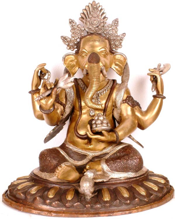 17" Lord Ganesha Handmade Brass Statue for Pooja