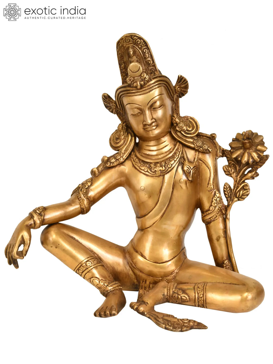 11" Avalokiteshvara Brass Statue Handmade Buddhist Idol