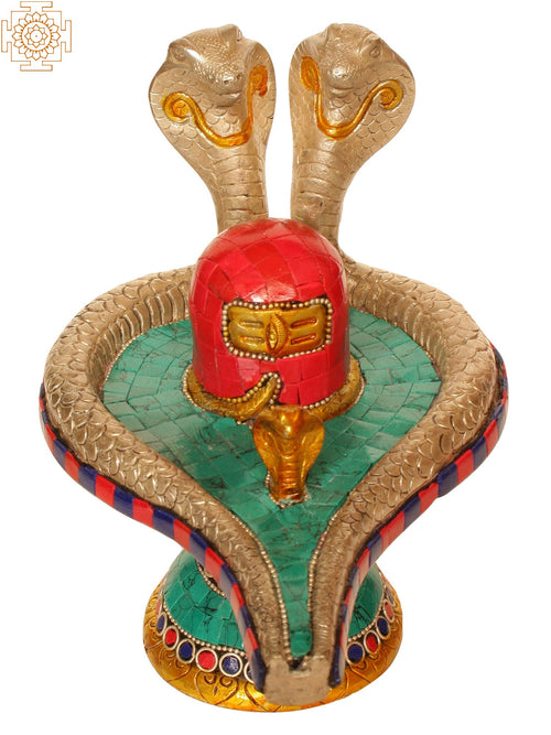 7" Handmade Shiva Linga Brass Statue for Pooja