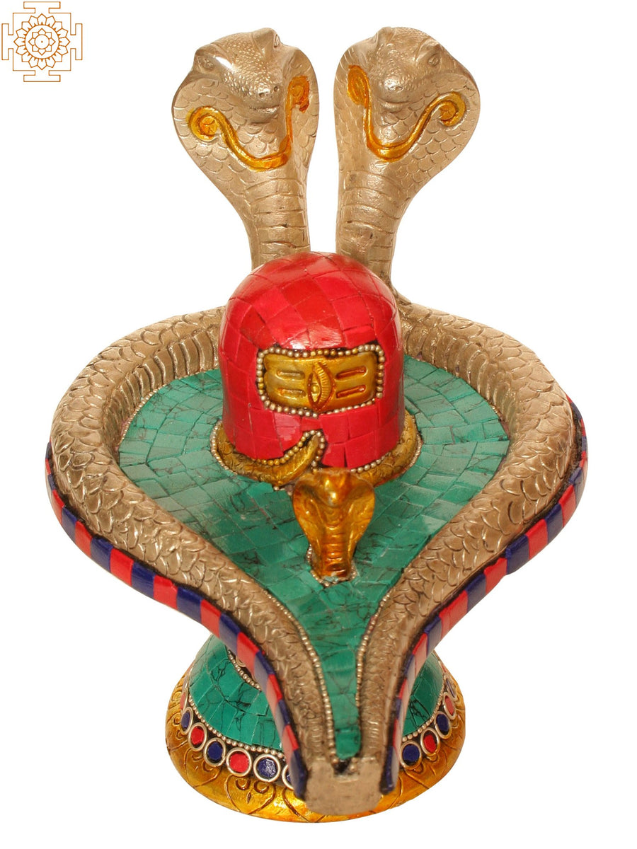 7" Handmade Shiva Linga Brass Statue for Pooja