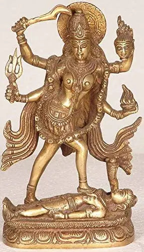 10" Kali and the Arrested Moment Handmade Brass Statue