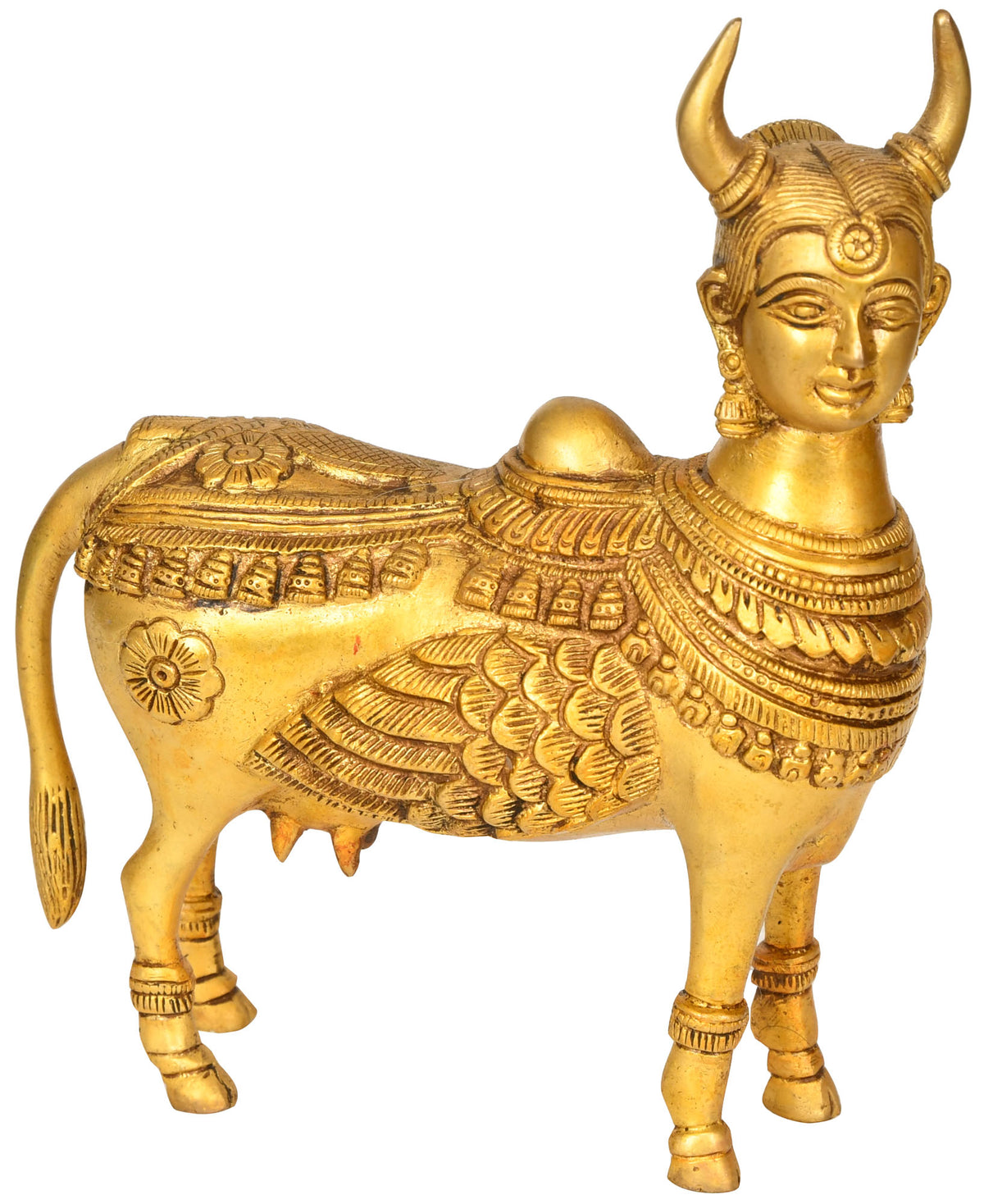 8" Kamadhenu - The Wish Fulfilling Cow In Brass | Handmade | Made In India