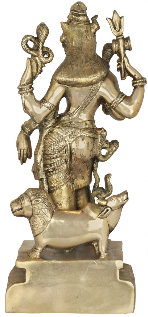 17" The Harmony of the Sexes (Ardhanarishvara) In Brass | Handcrafted In India