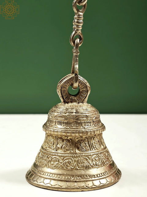 6" Auspicious Dashavatara Bell in Brass | Handmade | Made in India