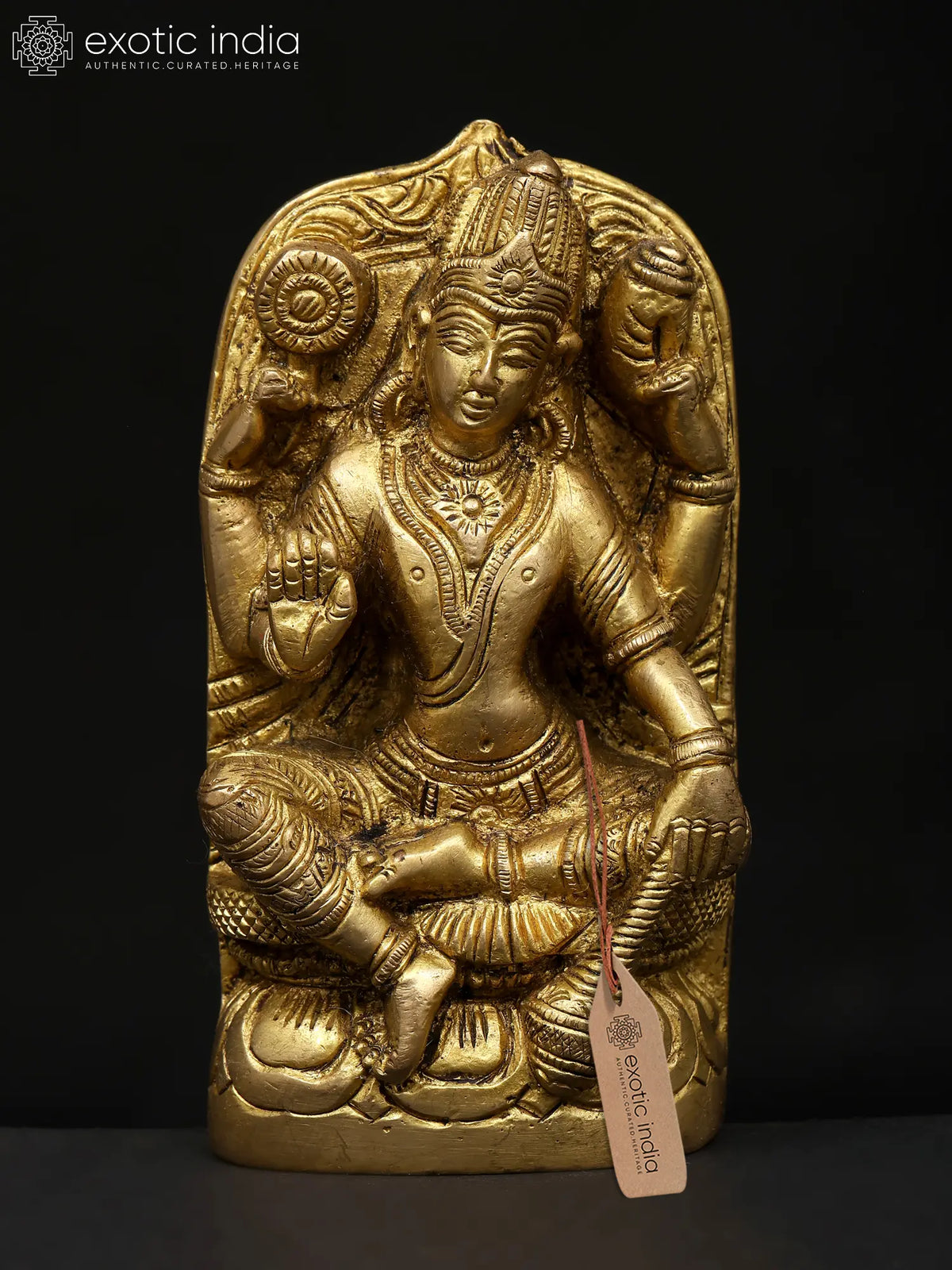 4" Small Brass Lord Vishnu Sculpture